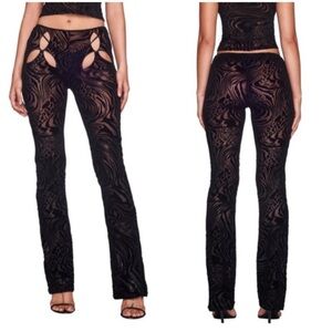 I.AM.GIA Amina burnout black velvet sheer cutout pants size XS